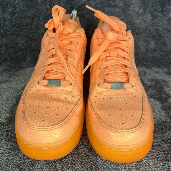 Nike Air Force 1 Low Women’s 8.5 – Orange/Peach Glow Textured Leather - Picture 2 of 8